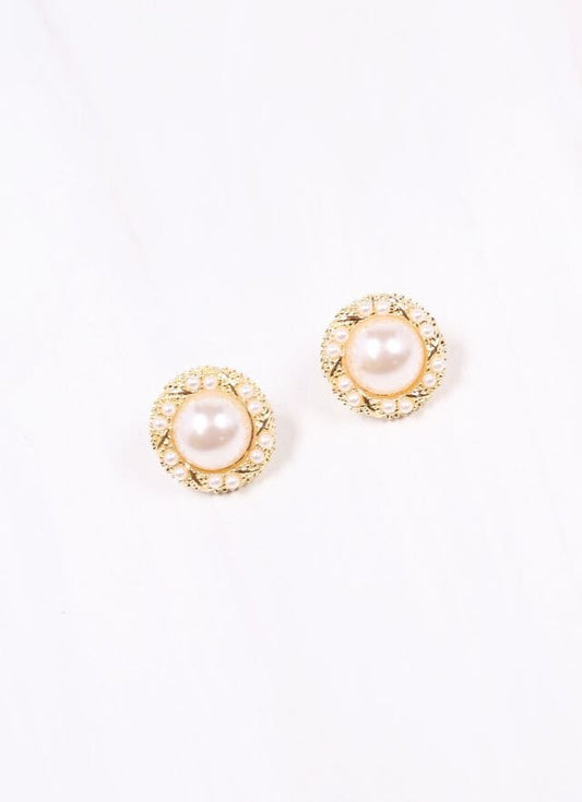 Raize Embellished Pearl Earring GOLD - Caroline Hill