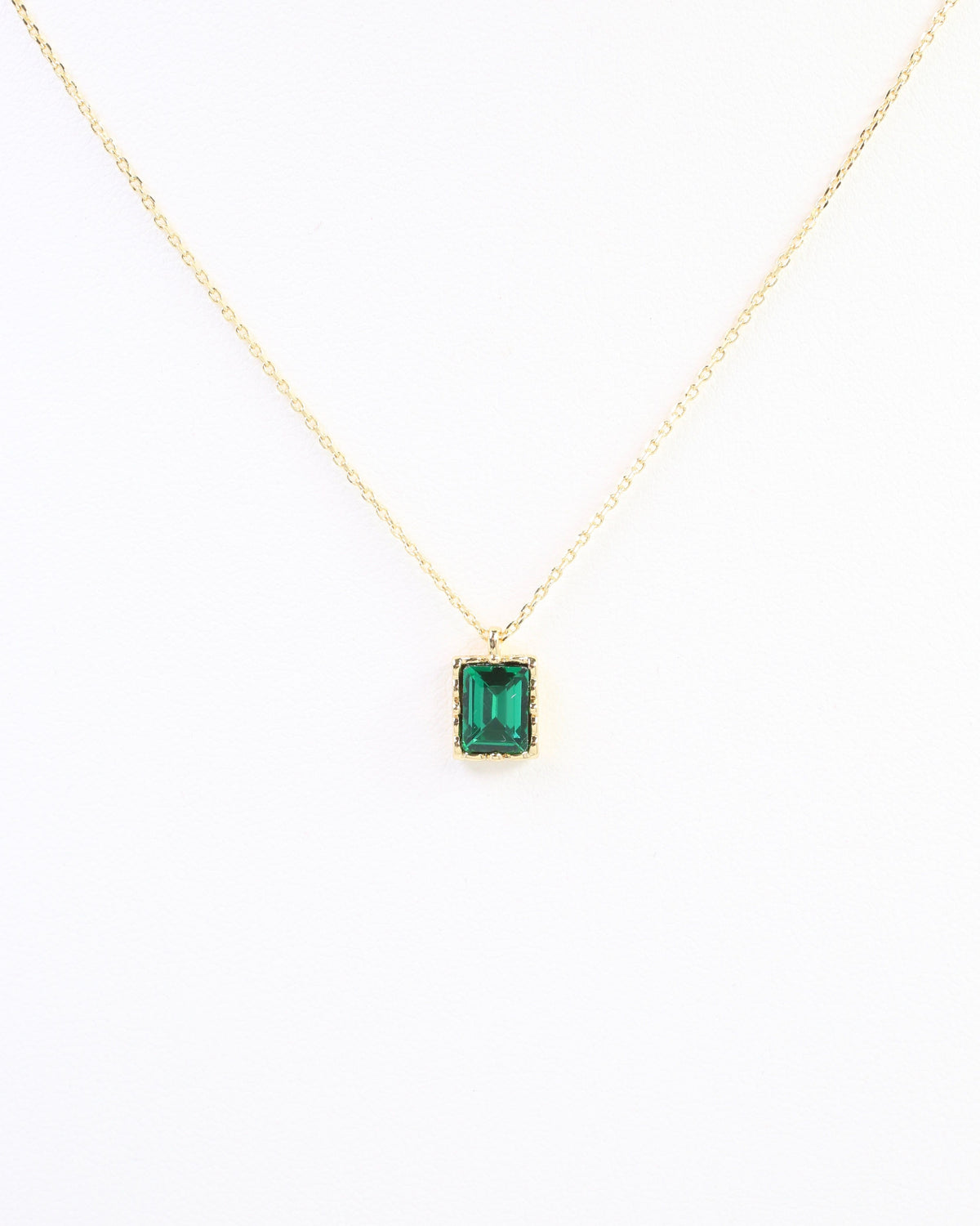 Edwardo Emerald Cut CZ Necklace WR Emerald
