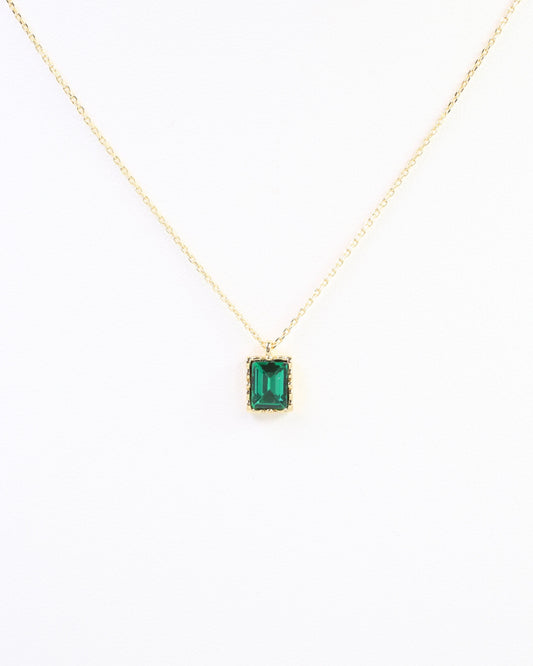 Edwardo Emerald Cut CZ Necklace WR Emerald