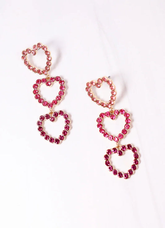 Forever Yours CZ Heart Earring PINK MULTI