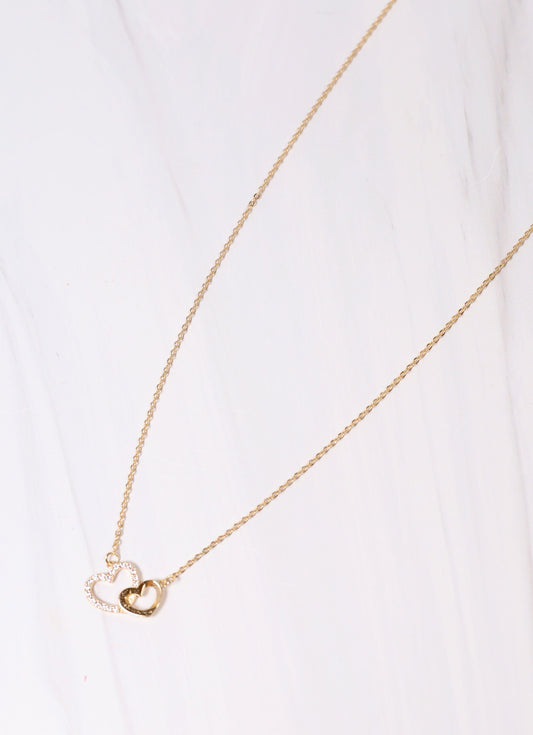 Renshaw CZ Hearts Necklace GOLD - Caroline Hill