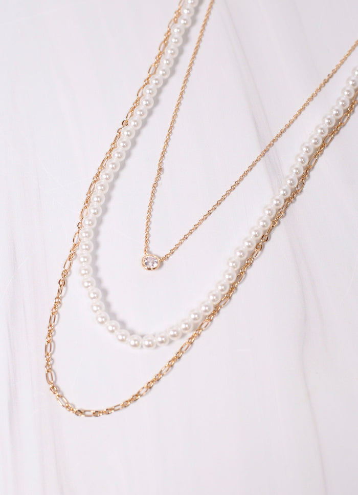 Reynwood Layered Pearl Necklace GOLD - Caroline Hill