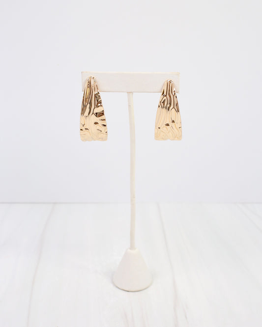 Livorno Textured Hoop Earring WR Gold