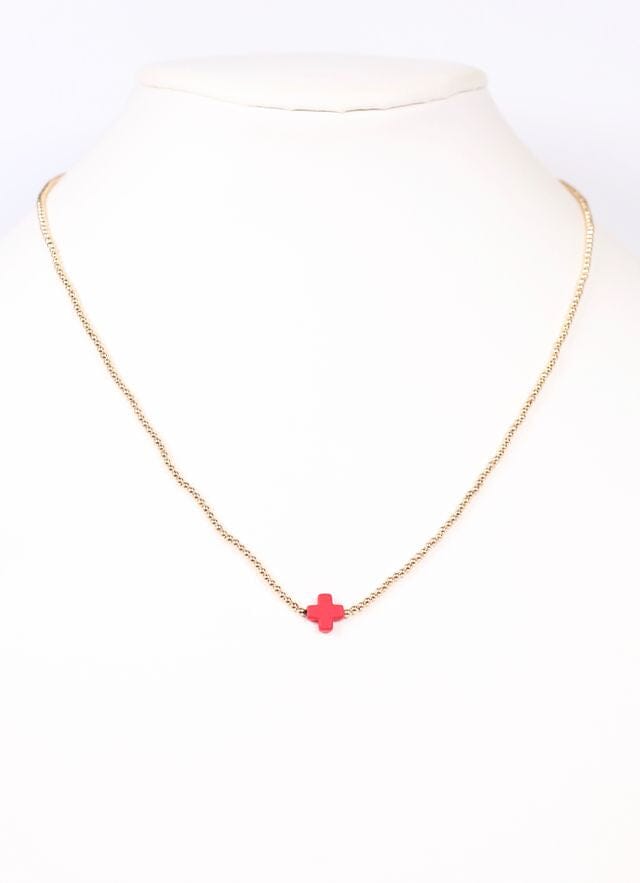 Rink Necklace with Cross RED - Caroline Hill