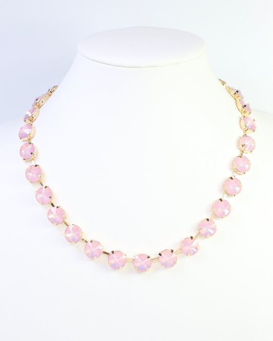 Roxanne Rhinestone Necklace Pink Opal