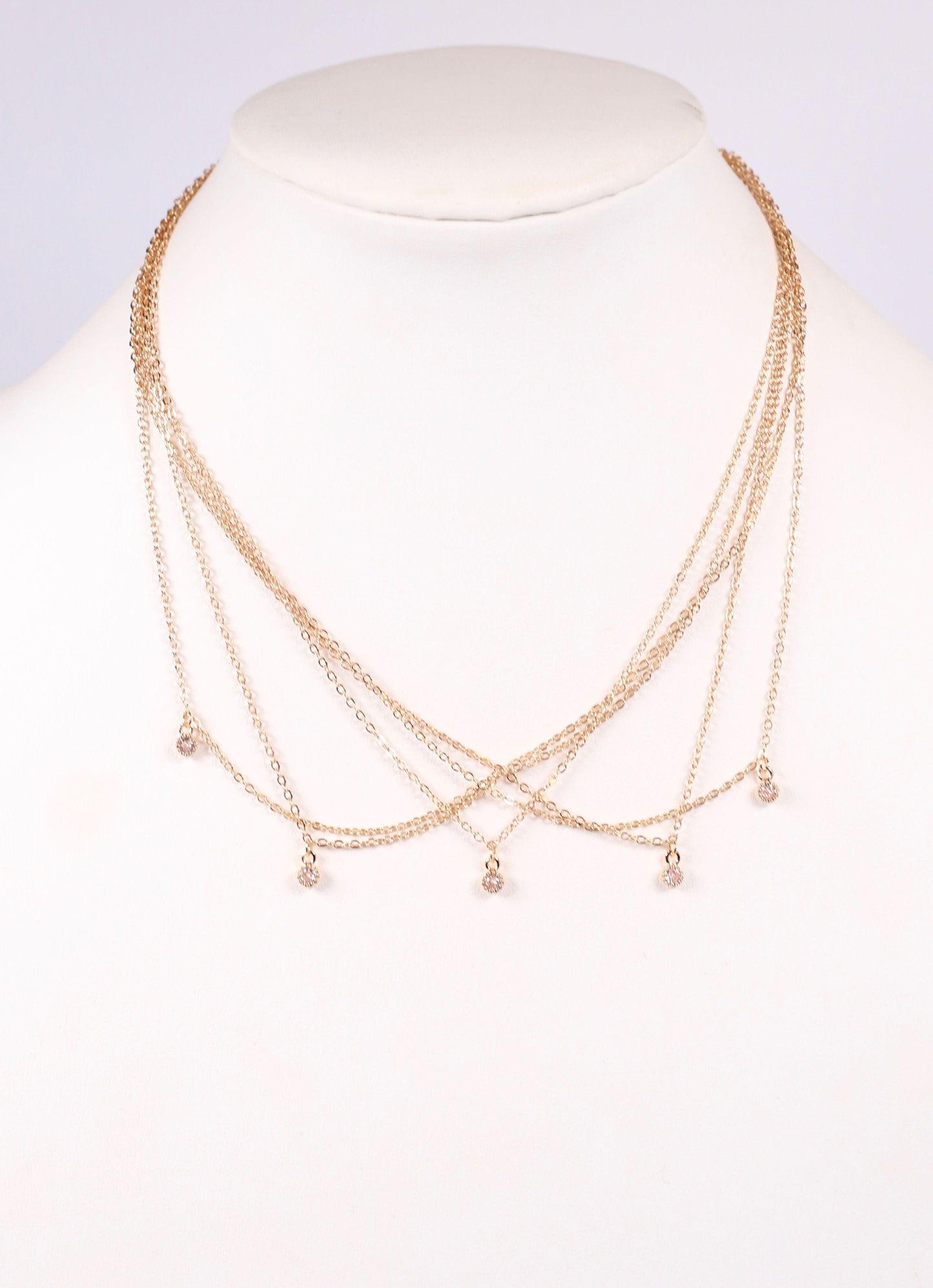 Rowley Layered CZ Necklace GOLD - Caroline Hill