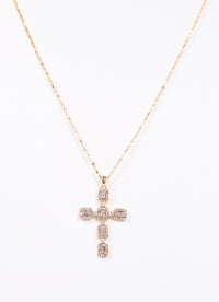 Roxton CZ Cross Necklace GOLD - Caroline Hill