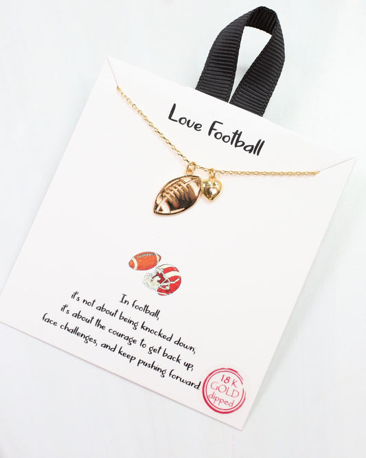 Love Football Necklace Gold