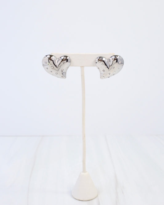 Sweetie CZ Embellished Heart Earring Silver