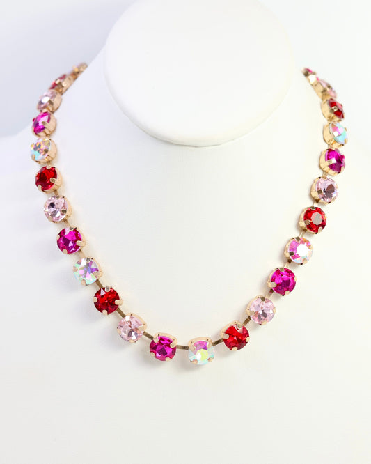 Andi Rhinestone Necklace Pink Multi