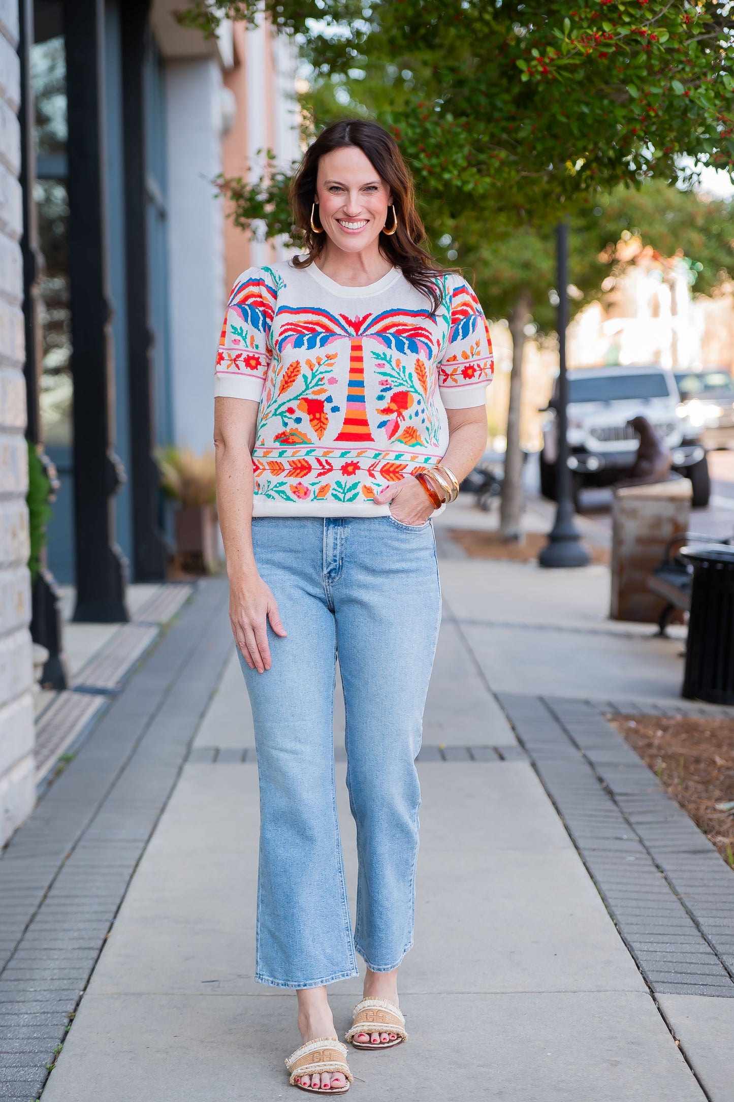 Tabatha Short Sleeve Tropical Sweater