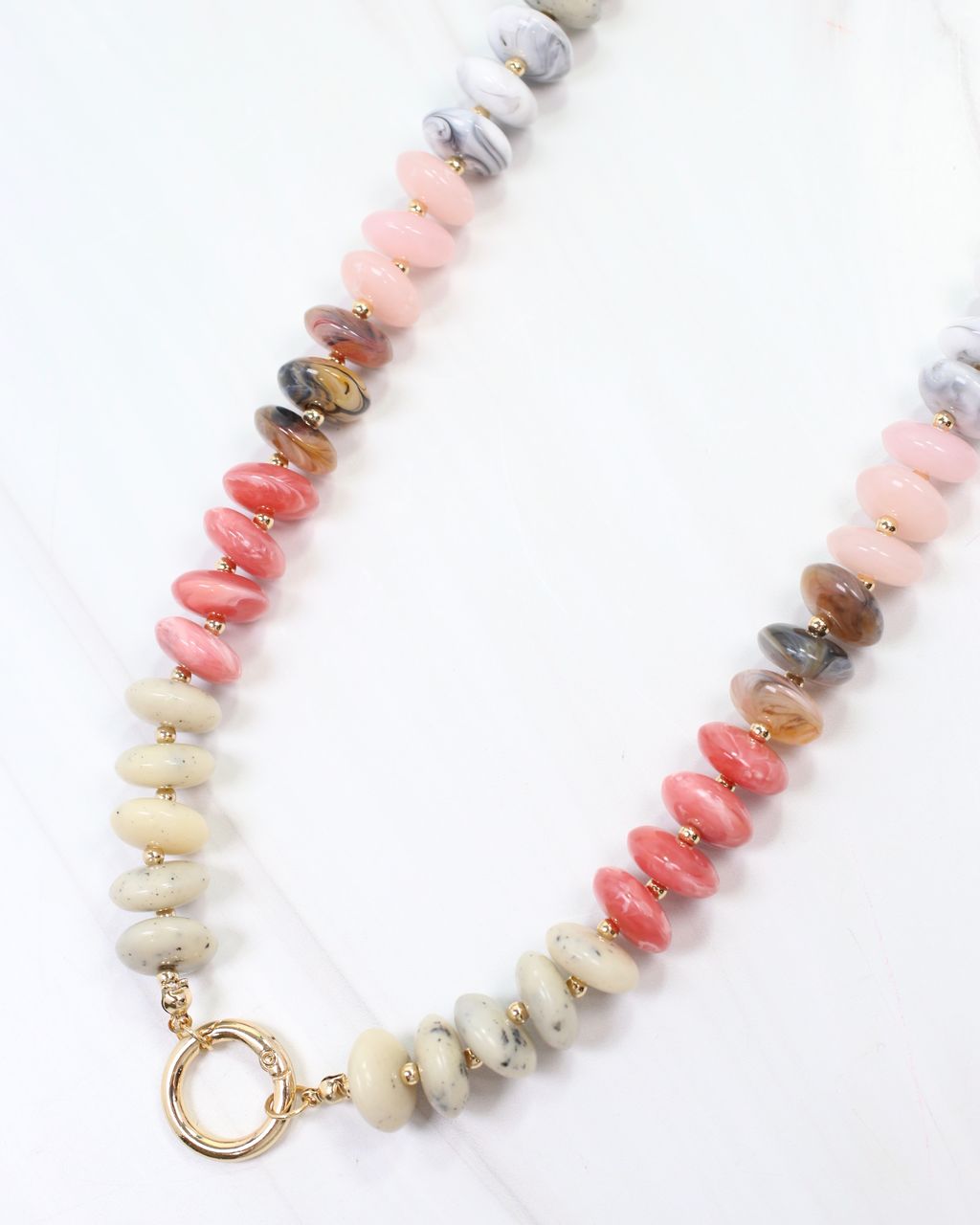 Fort Kent Stone Beaded Toggle Necklace Pink Multi
