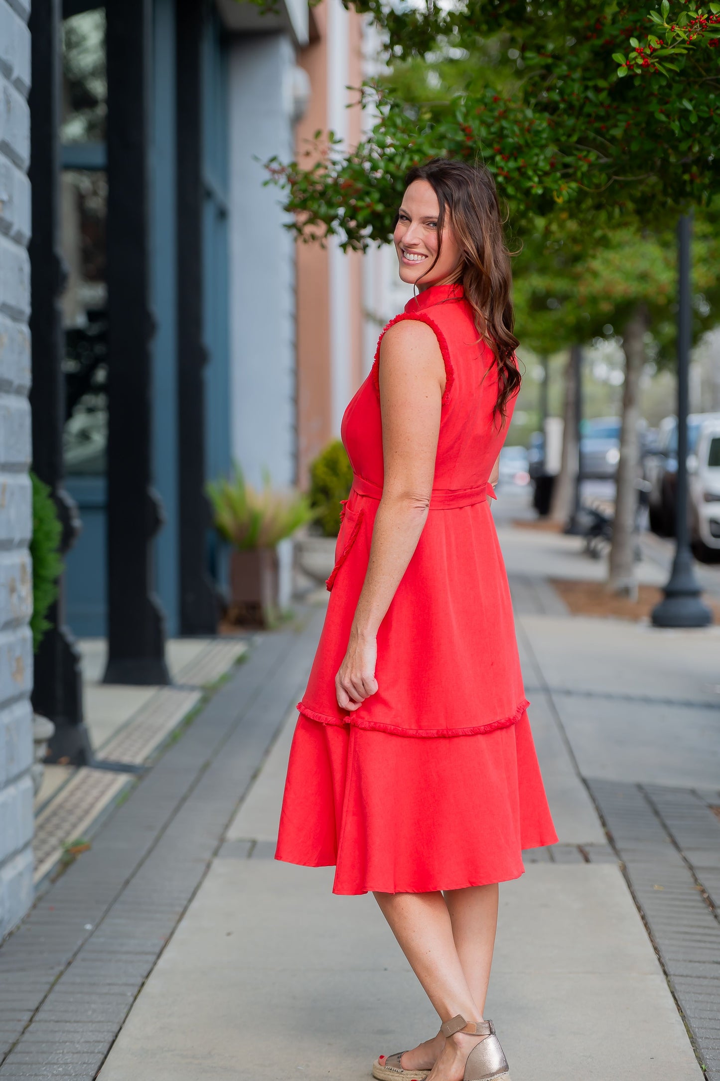 Margaret Sleeveless Button Down Midi Dress
