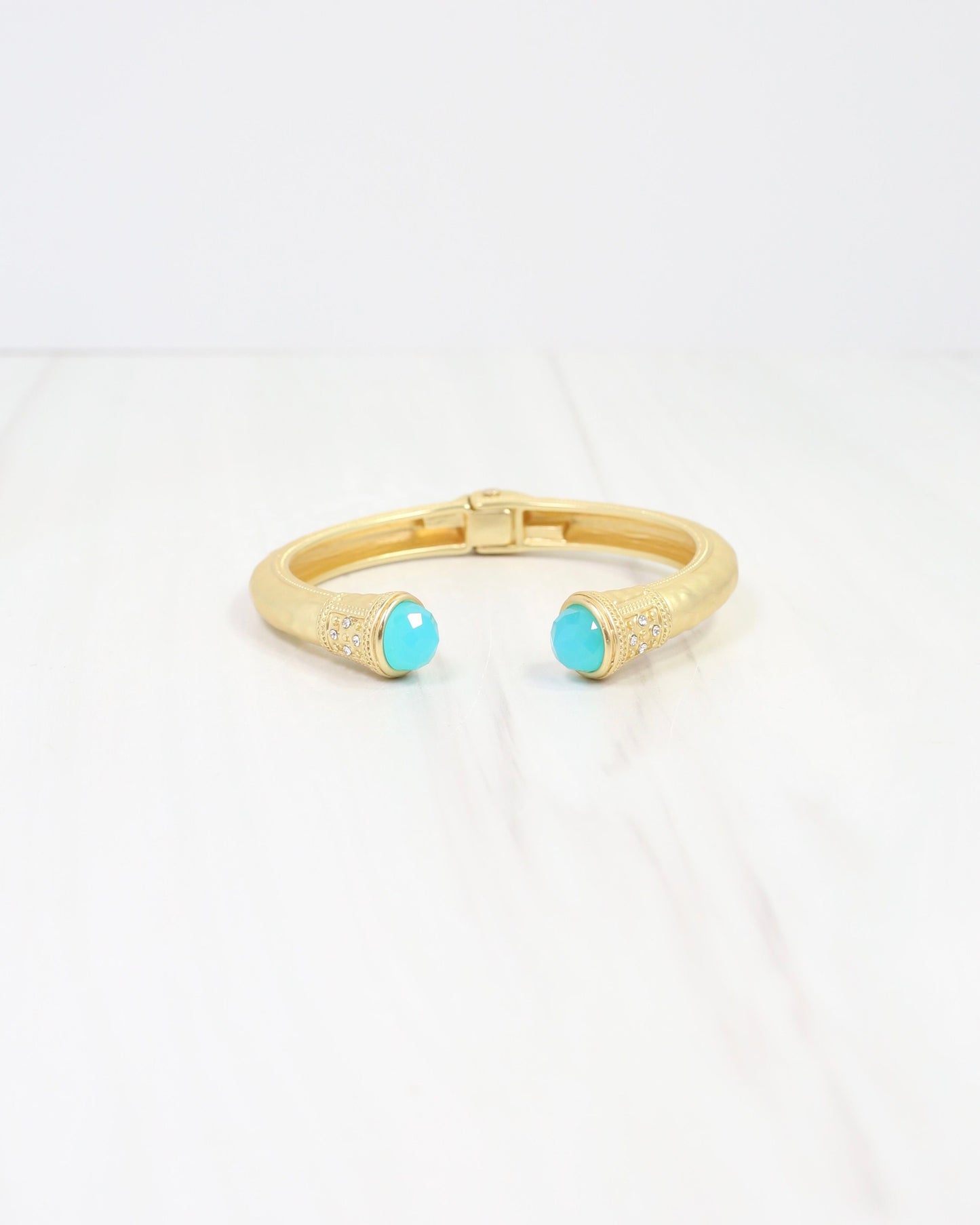 Colette Hammered Hinged Cuff Bracelet Aqua