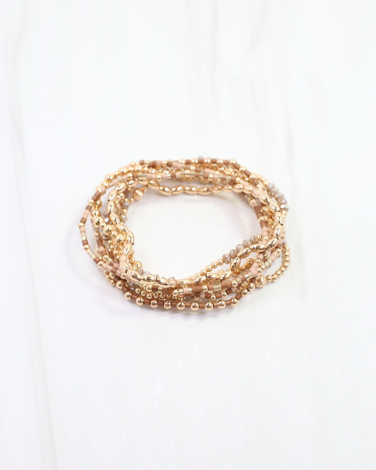Gabriela Gold Beaded Bracelet Set Natural