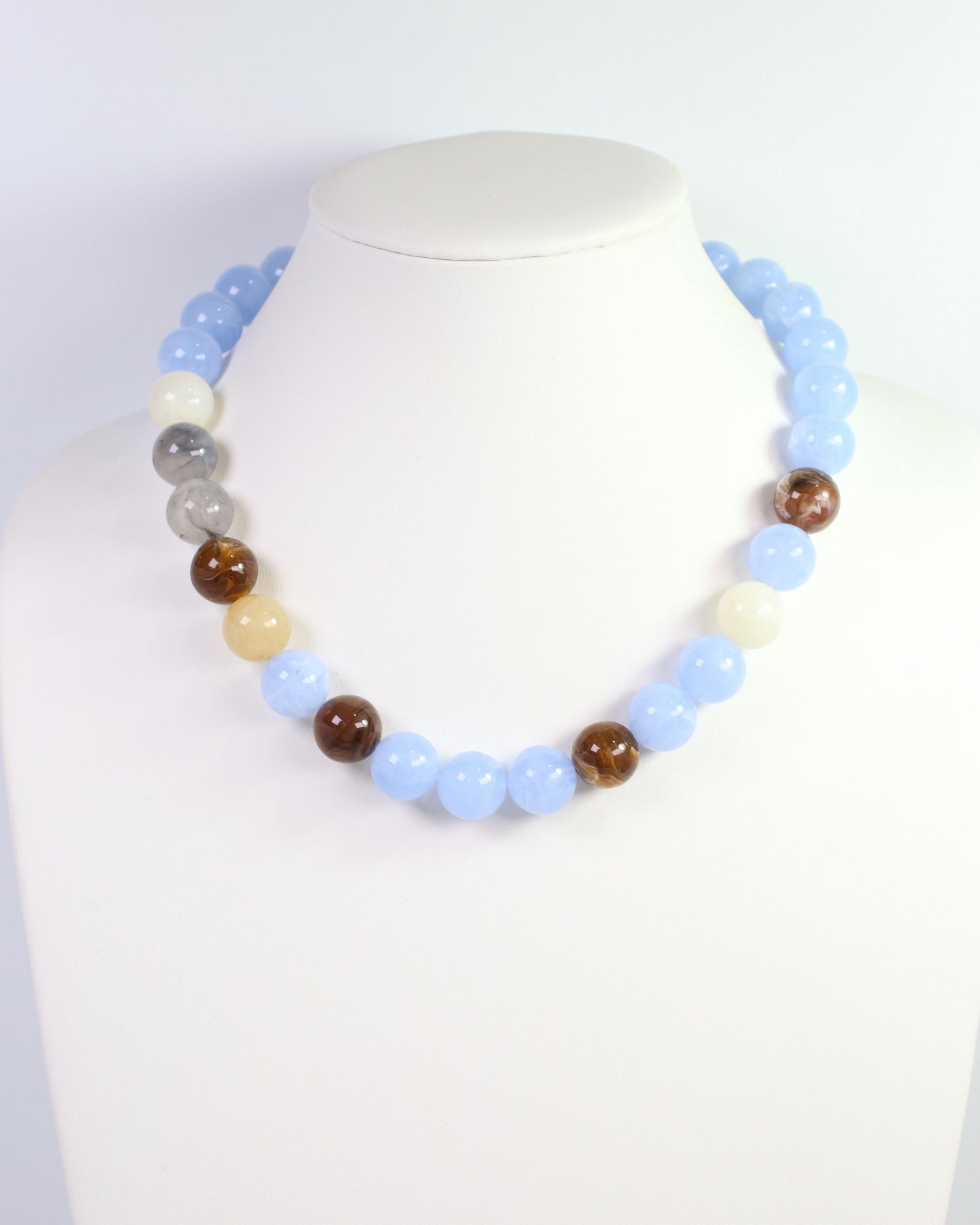 Brockton Chunky Beaded Necklace Baby Blue