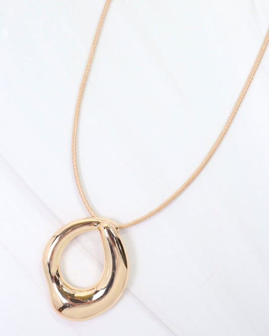 Mansfield Circle Pendant Cord Necklace Gold