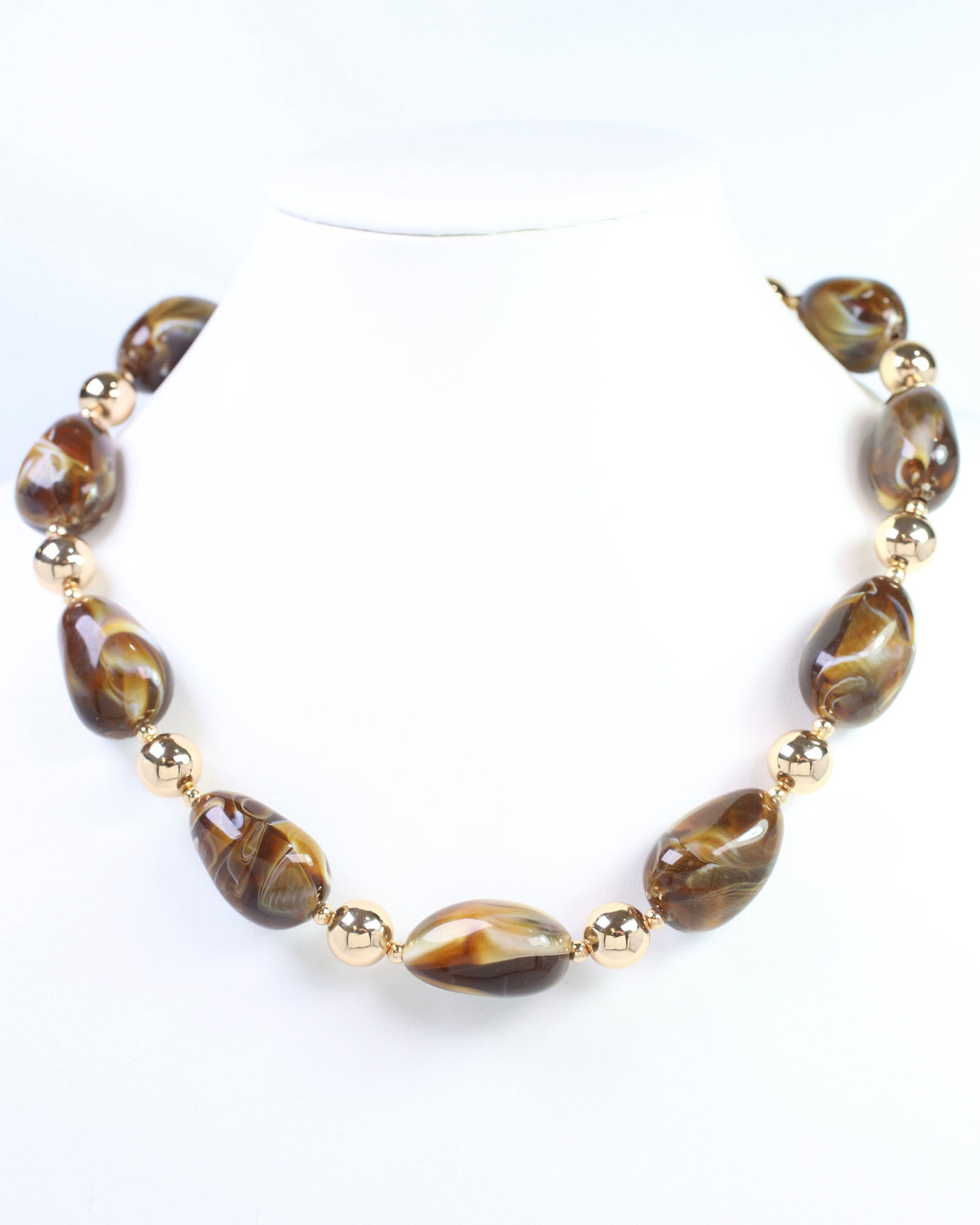 Giana Swirl Beaded Necklace Brown