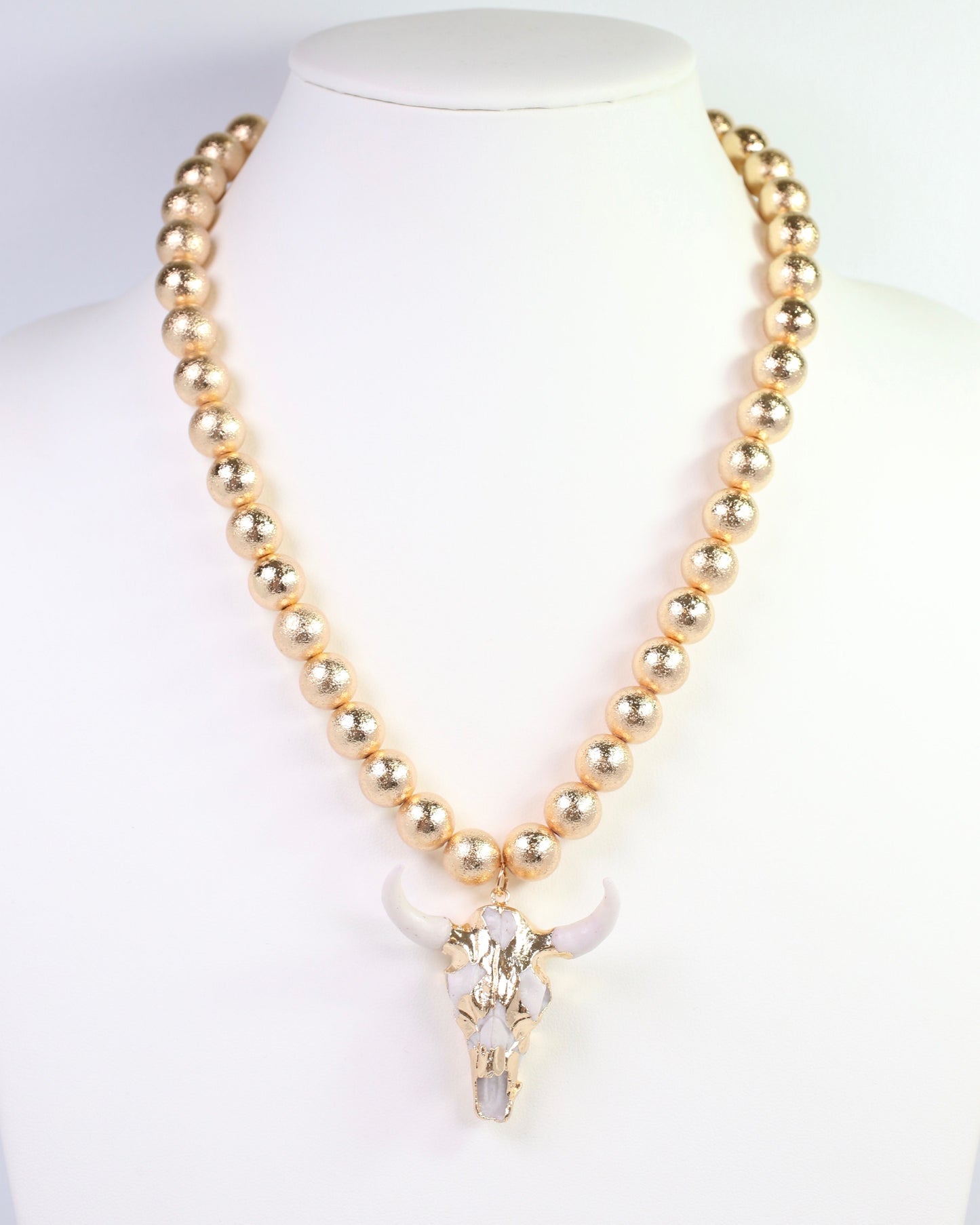 Parkes Beaded Bull Necklace Gold