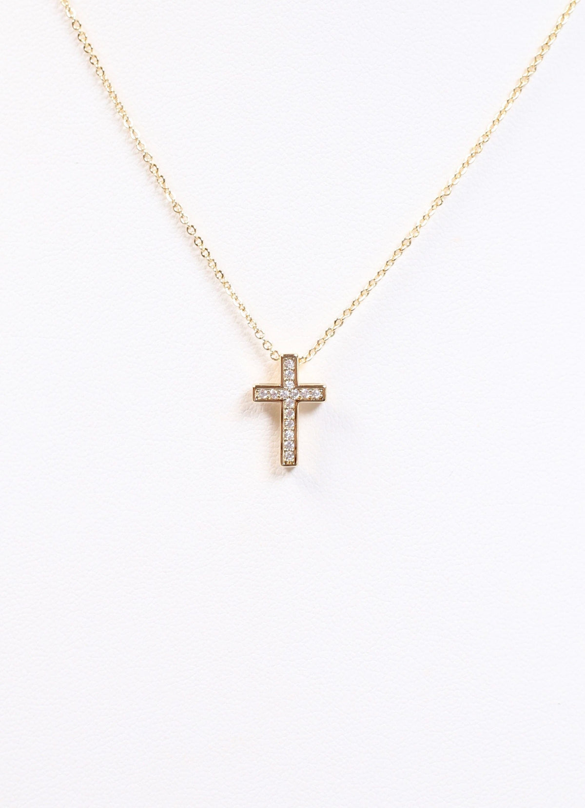 Saint CZ Cross Necklace GOLD - Caroline Hill
