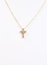 Saint CZ Cross Necklace GOLD - Caroline Hill