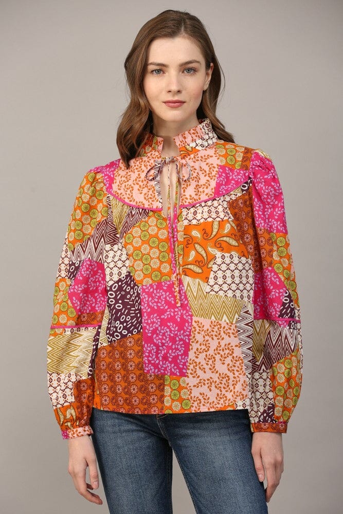 Sally Patchwork Print Blouse - Caroline Hill