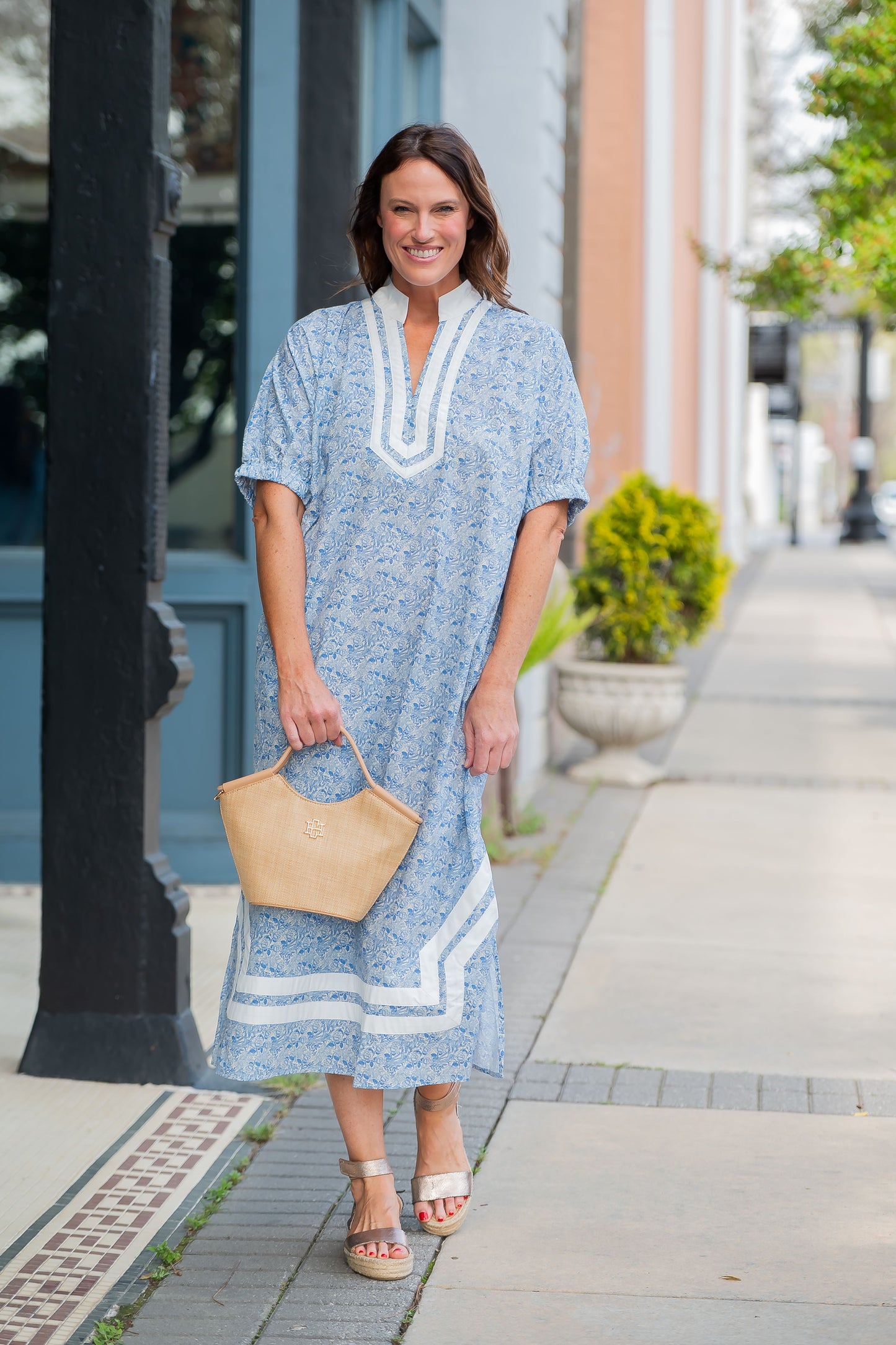 Kailany Floral Print Short Sleeve Midi Dress