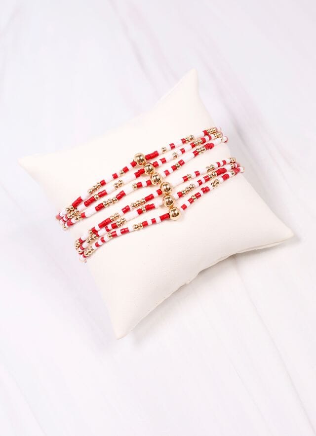 Seamus Beaded Bracelet Set RED - Caroline Hill