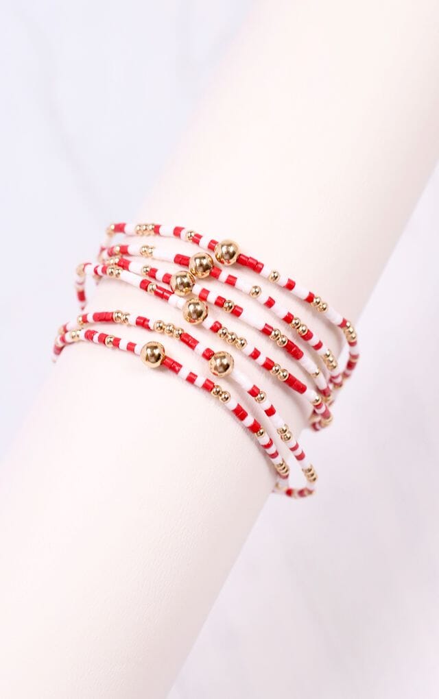 Seamus Beaded Bracelet Set RED - Caroline Hill