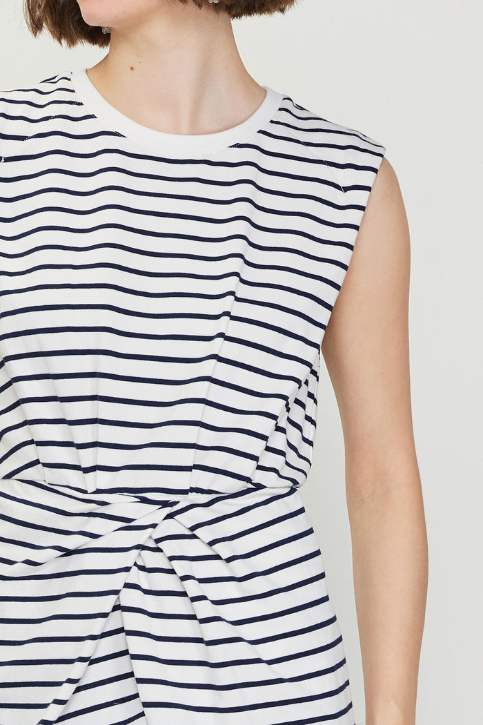 Set Sail Navy and White Striped Dress - Caroline Hill
