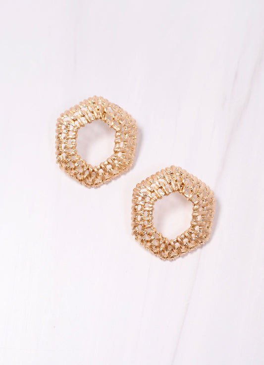 Shannon Metal Woven Earring GOLD - Caroline Hill