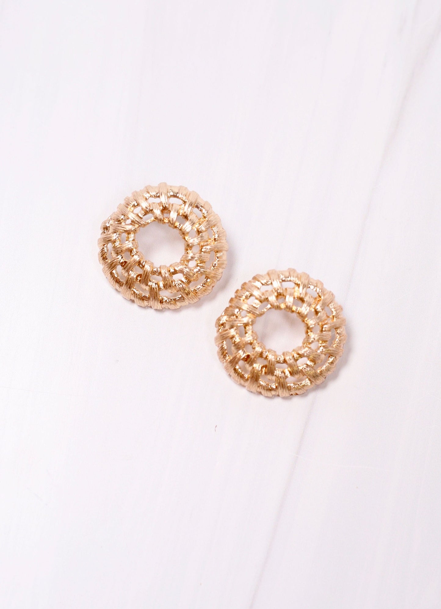 Shefford Metal Woven Earring GOLD - Caroline Hill