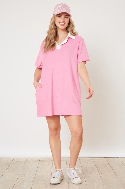 Sight Seeing Pink Terry Cloth Dress - Caroline Hill