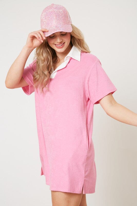 Sight Seeing Pink Terry Cloth Dress - Caroline Hill