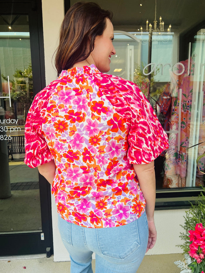 Simple As That Magenta Floral Top - Caroline Hill