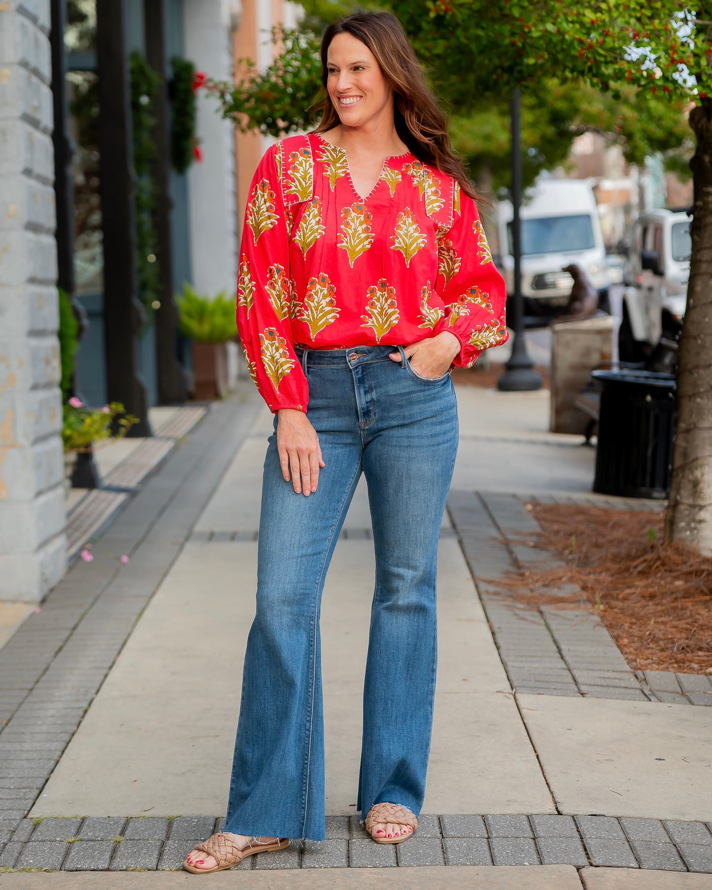 Smithfield Floral Top - Red