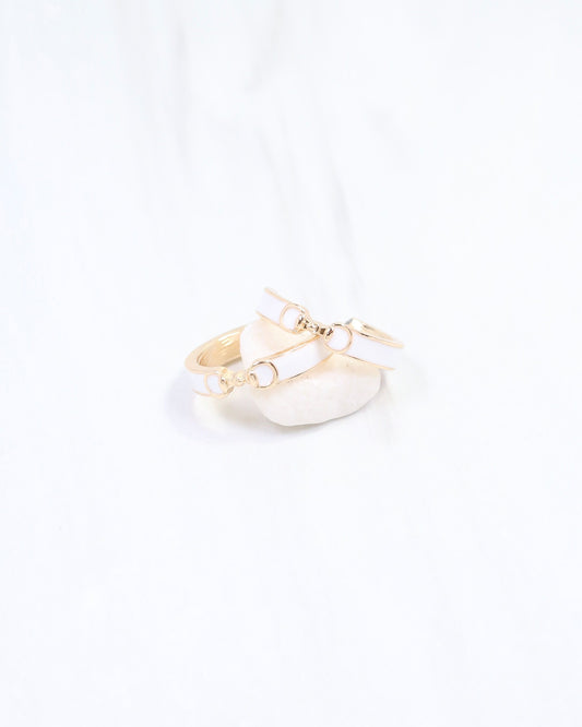 Kaylen Horsebit Hoop Earring White