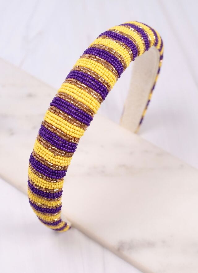 Sloane Striped Headband PURPLE YELLOW - Caroline Hill