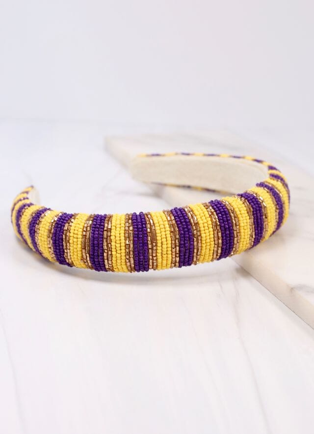 Sloane Striped Headband PURPLE YELLOW - Caroline Hill