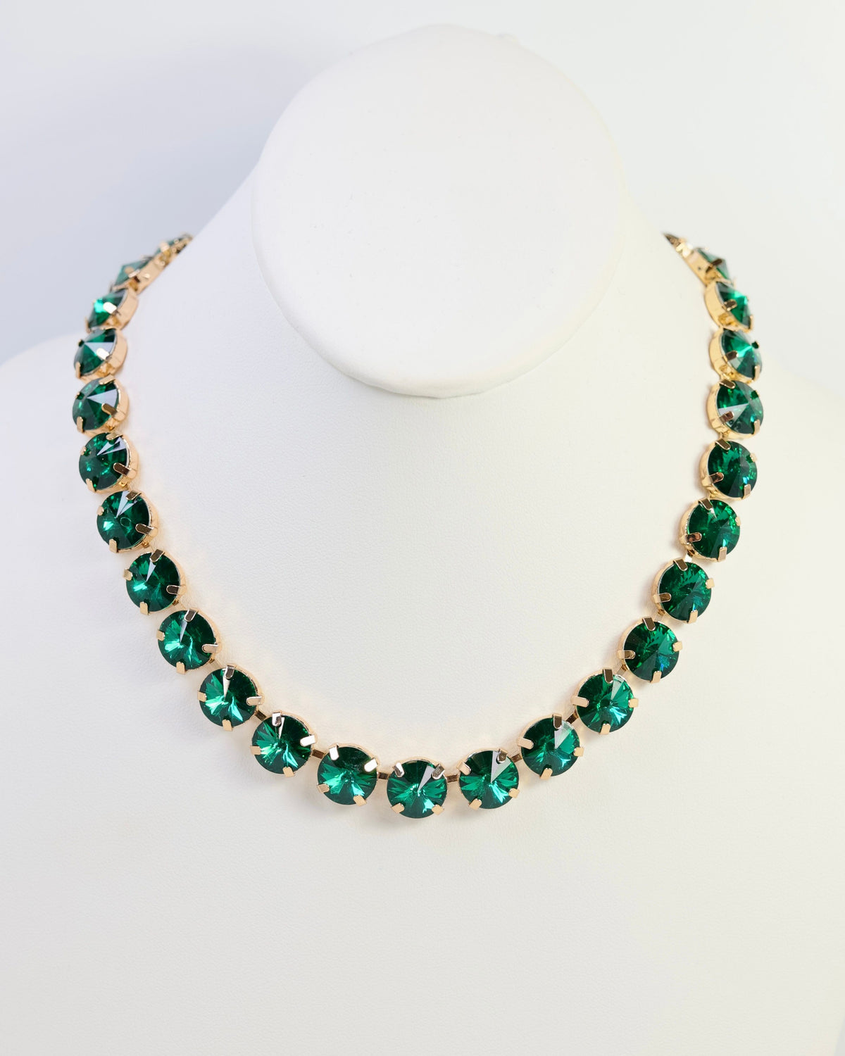 Harper Medium Rhinestone Necklace Emerald