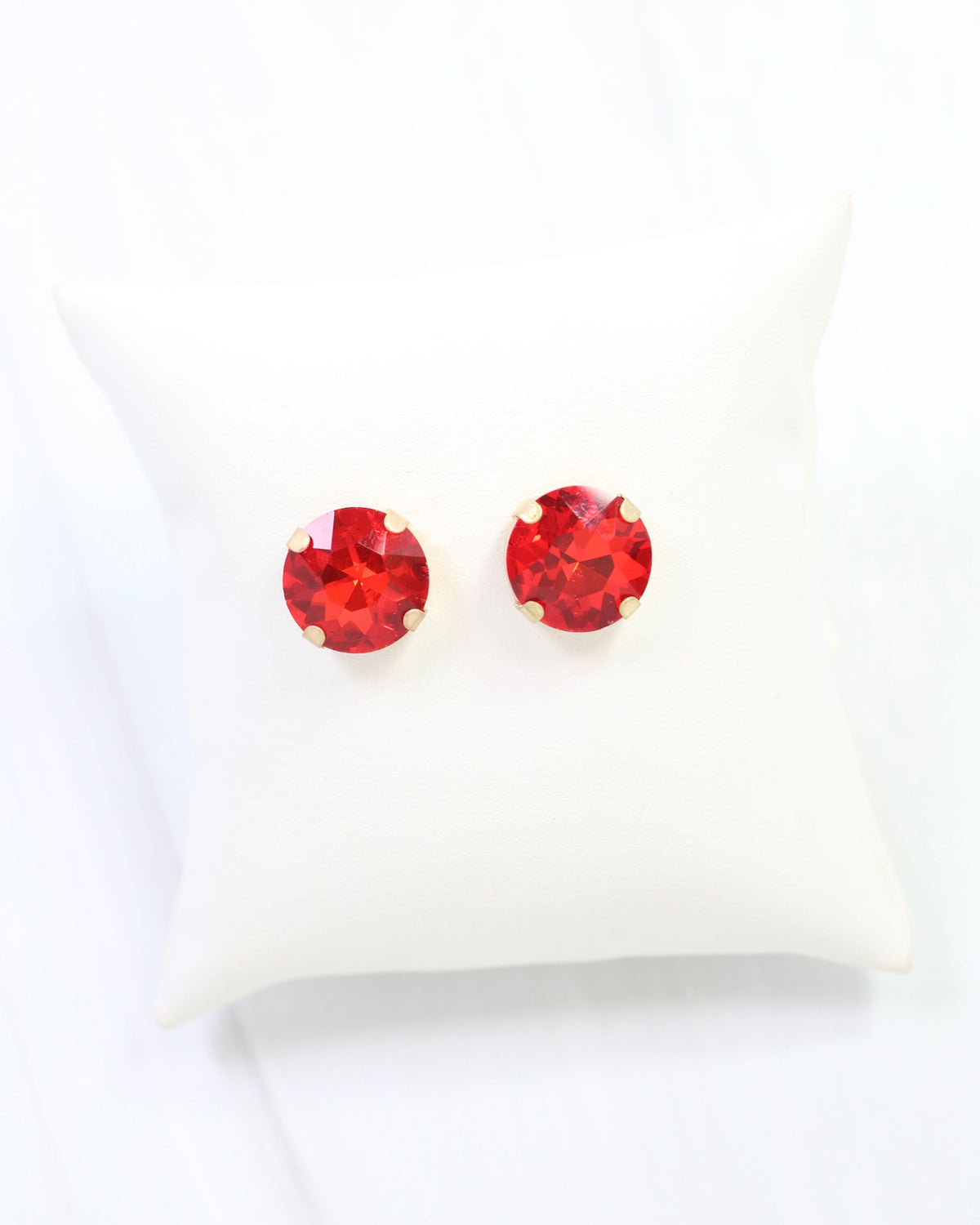Andi Large Rhinestone Stud Earring Red
