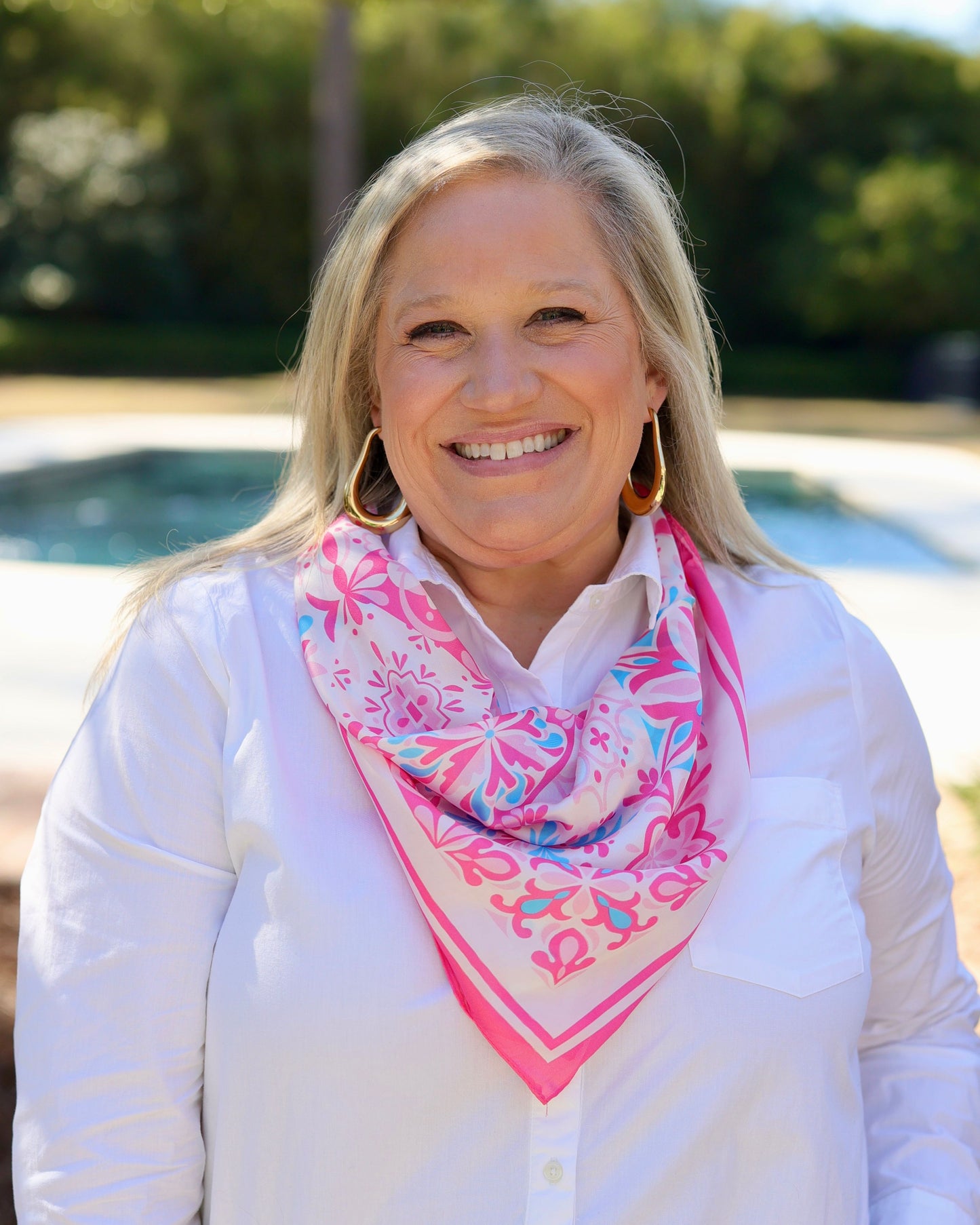 Sorrento Mosaic Print Scarf Pink