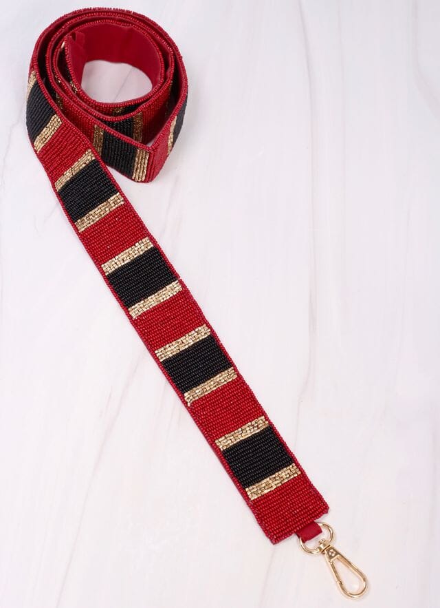 Stadium Striped Strap GARNET BLACK - Caroline Hill