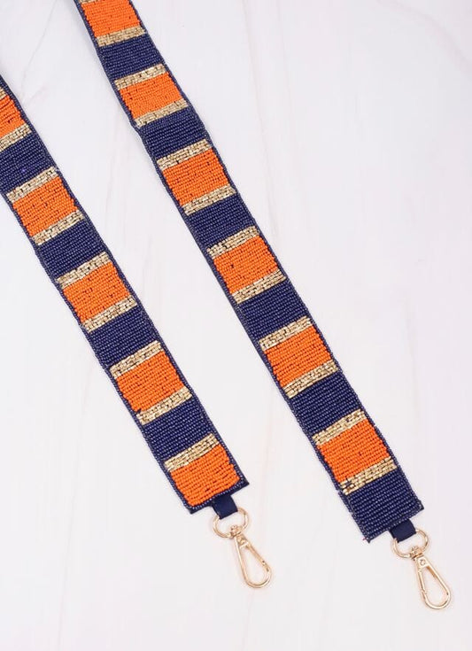 Stadium Striped Strap NAVY ORANGE - Caroline Hill