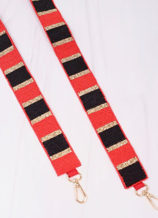 Stadium Striped Strap RED BLACK - Caroline Hill