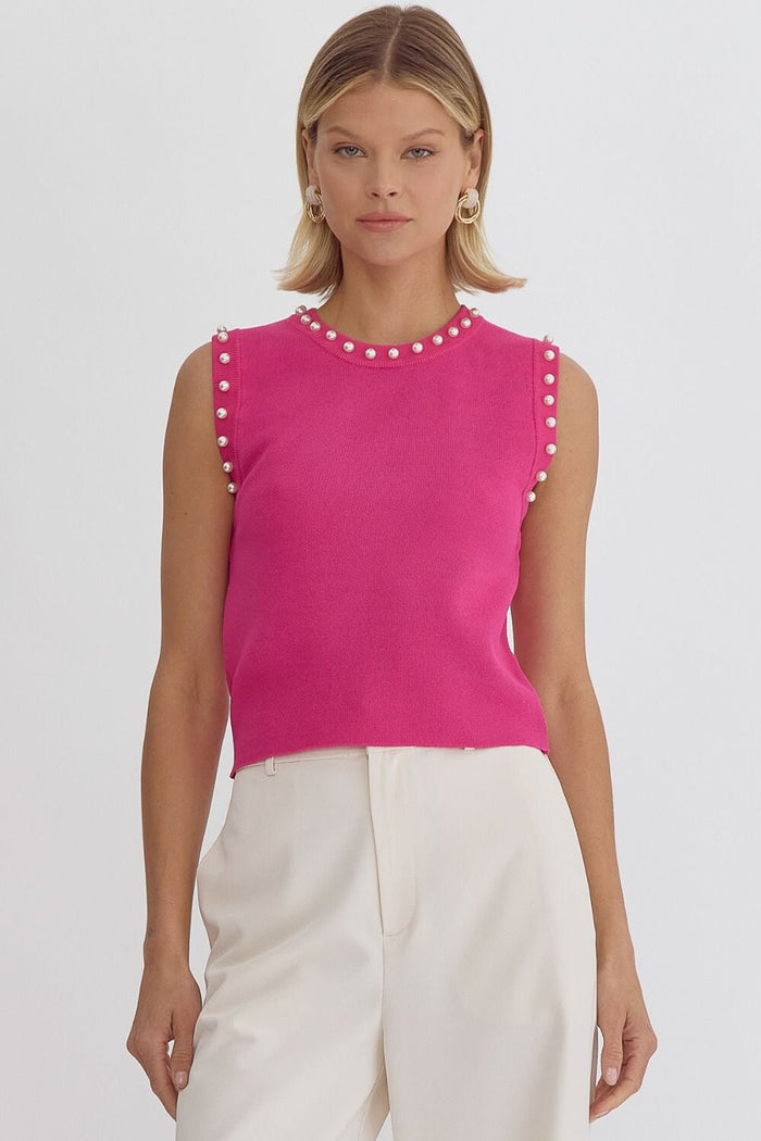 Stepping Out Pearl Fuchsia Top - Caroline Hill
