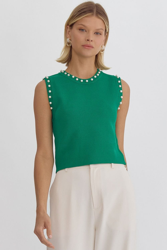 Stepping Out Pearl Green Top - Caroline Hill