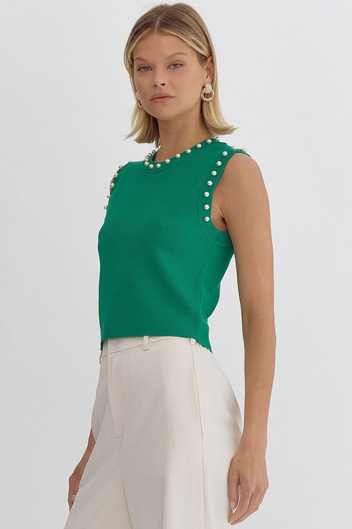 Stepping Out Pearl Green Top - Caroline Hill