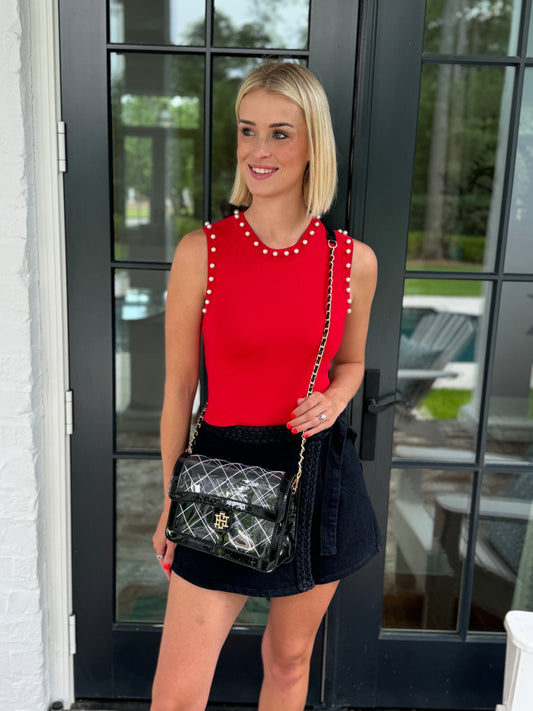 Stepping Out Pearl Red Top - Caroline Hill