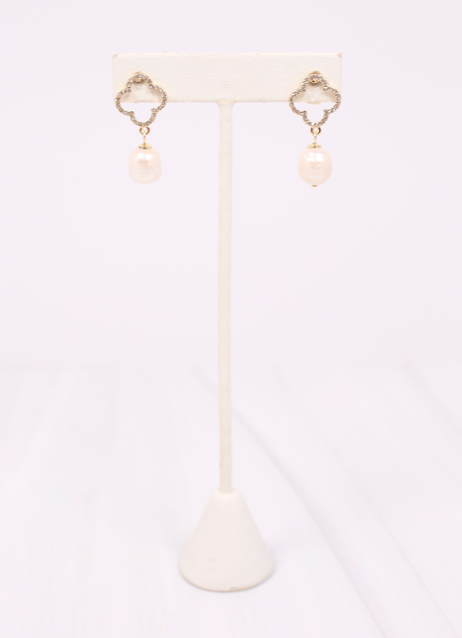 Stratford CZ Clover Drop Earring GOLD - Caroline Hill